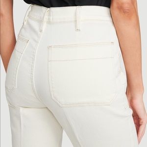 FRAME Cropped Carpenter Jeans in Off-White color.